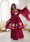 Nsr 916 Roman Silk Kurti With Plazzo Dupatta Collections